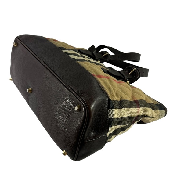 BURBERRY Multicolor Canvas Quilted House Check Manor Tote Bag Made in Italy - Picture 15 of 17